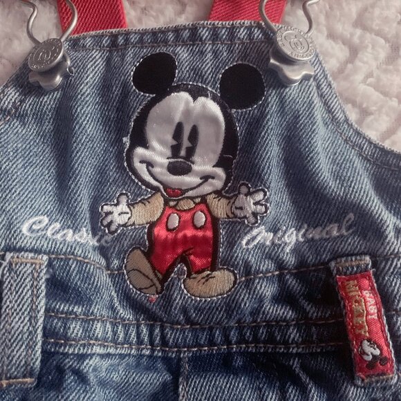 Vintage Mickey Mouse Denim Overalls Disney Baby Mickey & Co Size - Picture 2 of 10